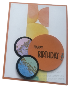Balanced handmade birthday card with layered circles and cohesive colour layout